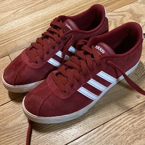 Adidas Neo Comfort Footbed Striped Low Lace Up Red Sneakers